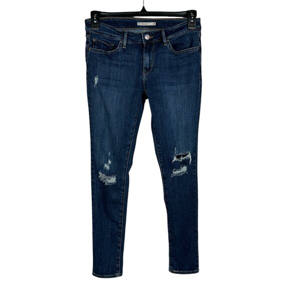 Levi’s 711 Womens SZ 28 Skinny Jeans Distressed Pockets Stretch Zip-Fly Low-Rise - Picture 1 of 12